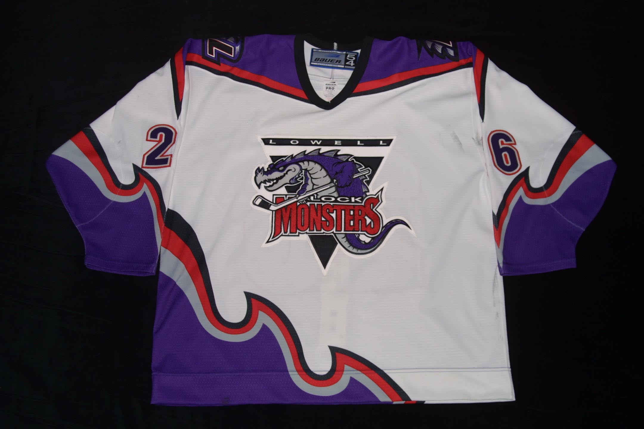 1998 Inaugural Season Lowell Lock Monsters AHL Hockey Jersey Vintage Black  L 